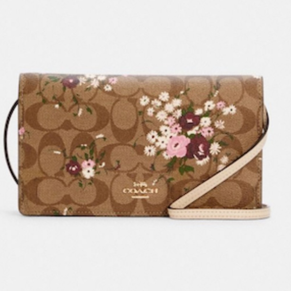 COACH  Anna Foldover Evergreen Floral Crossbody and Clutch. Stunning Piece